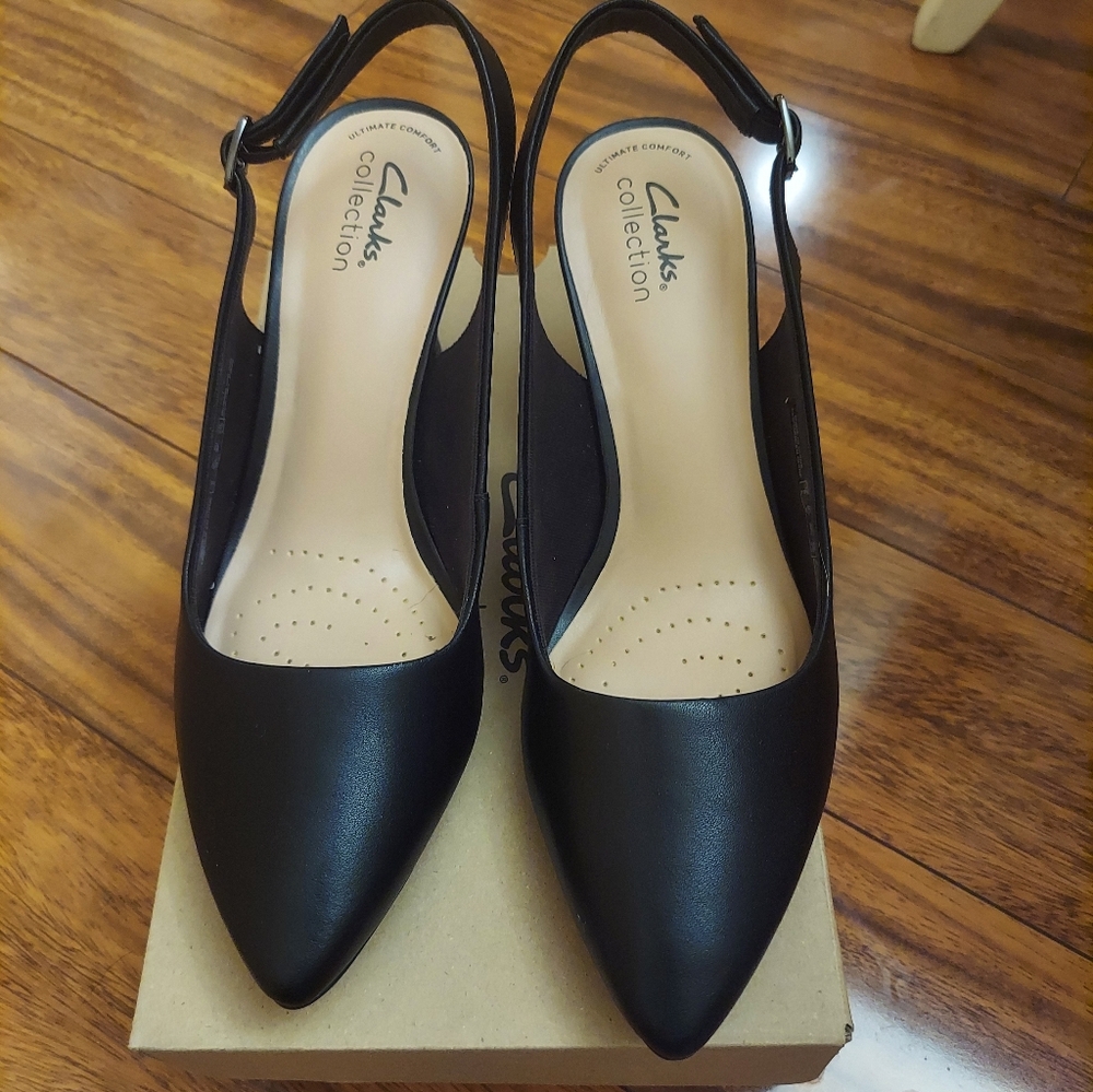 Clarks Women's Black Slingback Heels
